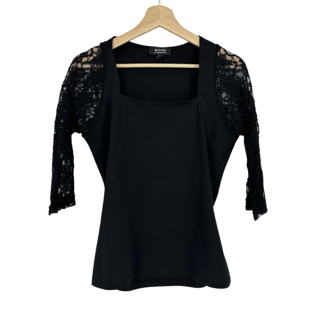 Misura Black Lace 3/4 Sleeve Top Shirt
